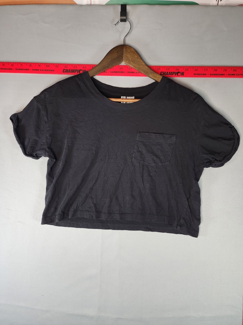 Divided Black Cropped Pocket Tee